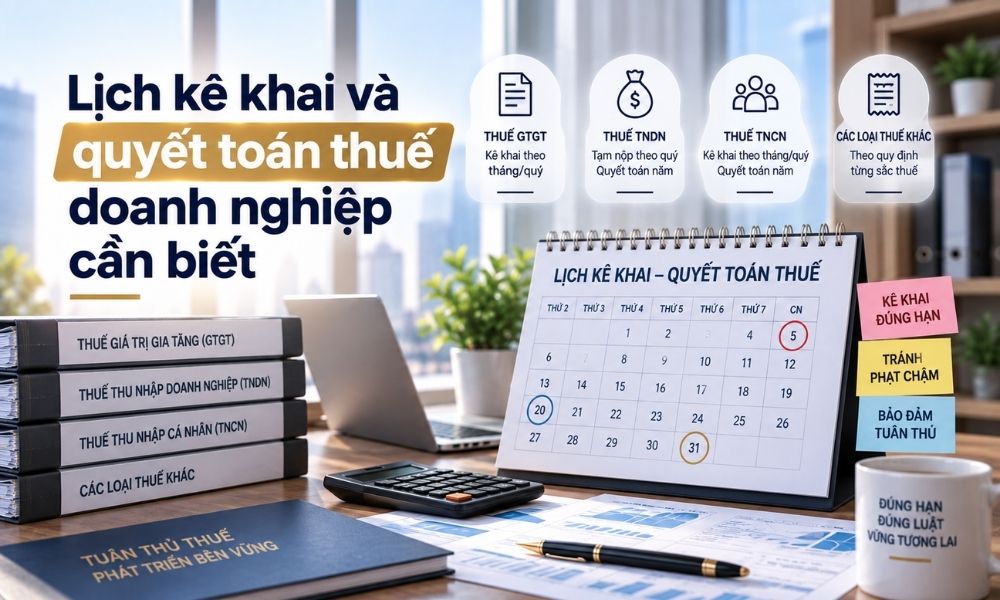 Lịch kê khai và quyết toán thuế doanh nghiệp